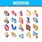 Boxing Sport Tool Isometric Icons Set Vector