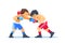 Boxing among teen. Boys boxing, kickboxing children. Children fight with these adult emotions. Popularization of sports