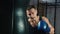 Boxing training. Portrait of a boxer: who trains