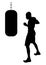 Boxing training silhouette illustration. Box training and punching bag.