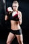 boxing training woman with gloves in gym