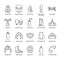 Boxing vector line icons. Punchbag, boxer gloves, ring, heavy bags, punching mitts. Sport training signs set, box