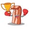 Boxing winner bacon mascot cartoon style