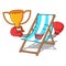 Boxing winner beach chair mascot cartoon