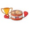 Boxing winner canned tuna in cartoon kitchen cabinet