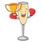 Boxing winner champagne mascot cartoon style