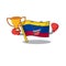 Boxing winner colombia flag stored above mascot drawer
