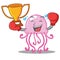 Boxing winner cute jellyfish character cartoon