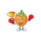 Boxing winner cute persimmon cartoon style with mascot