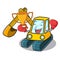 Boxing winner excavator mascot cartoon style