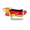 Boxing winner flag germany mascot folded on cartoon table