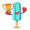 Boxing winner ice cream shaped stick on mascot