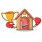 Boxing winner mascot dog house of wood home