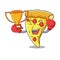 Boxing winner pizza slice mascot cartoon