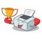 Boxing winner printer mascot cartoon style