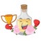 Boxing winner rose oil poured in cartoon bottle