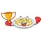 Boxing winner scrambled egg isolated with in cartoon