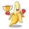 Boxing winner tasty fresh banana mascot cartoon style