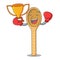 Boxing winner wooden spoon mascot cartoon