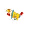 Boxing winner yellow loudspeaker cartoon character with mascot