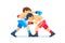 Boxing among young teen. Kids boxing, kickboxing children. Children fight with these adult emotions. Popularization of