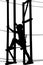 Boy in adventure park rope ladder.in adventure park rope ladder. Silhouette Adventure. Woman on cables in an adventure park on a d