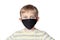 Boy in antiviral mask on his face