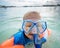 Boy with armbands, mask and snorkel