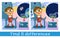 Boy astronaut on space station. Characters in cartoon style. Find 5 differences. Game for children. Vector full color