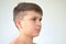 Boy with asymmetrical haircut