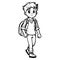 Boy with backpack coloring page. Back to school concept