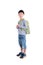 Boy with backpack over white background