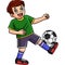 Boy Balancing a Soccer Ball Foot Cartoon Clipart