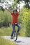 Boy balancing on a unicycle