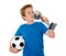 Boy with ball and cup