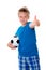 Boy with ball and thumb up