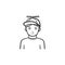 Boy in baseball cap hand drawn sketch icon.