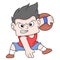 Boy basketball player on defensive ball, doodle icon image kawaii