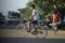 Boy on bicycle in Yangon, Burma, Asia