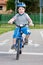 Boy on bicycling