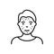 Boy with Blackhead, Acne, Rash on Face Line Icon. Man with Pimples Linear Pictogram. Allergy, Inflammation Skin