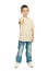 Boy in blank t-shirt giving thumbs