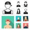 Boy blond, bald man, girl with tails, woman.Avatar set collection icons in black, flat style vector symbol stock