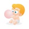 boy blowing balloon. Vector illustration decorative design