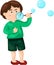 Boy blowing bubbles