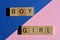 Boy on blue, Girl on pink, graphic gender concept