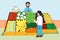 Boy Buying Vegetables and Fruits at Farmers Market