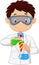 Boy cartoon doing chemical experiment