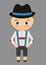 Boy cartoon hat oktoberfest icon. Germany. Vector graphic