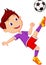 Boy cartoon playing football